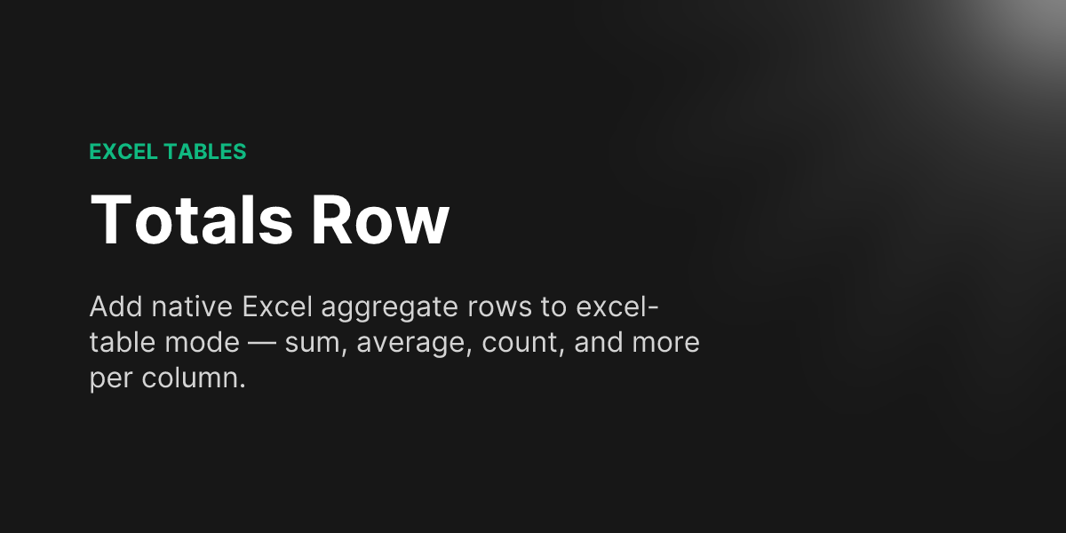 Totals Row - typed-xlsx